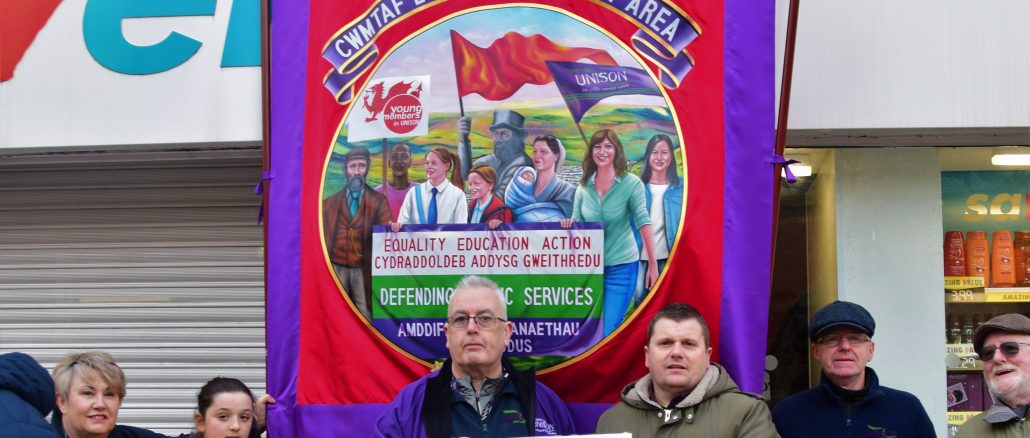 Council Leader Andrew Morgan with Members of Cwm Taf Local Government Branch of UNISON