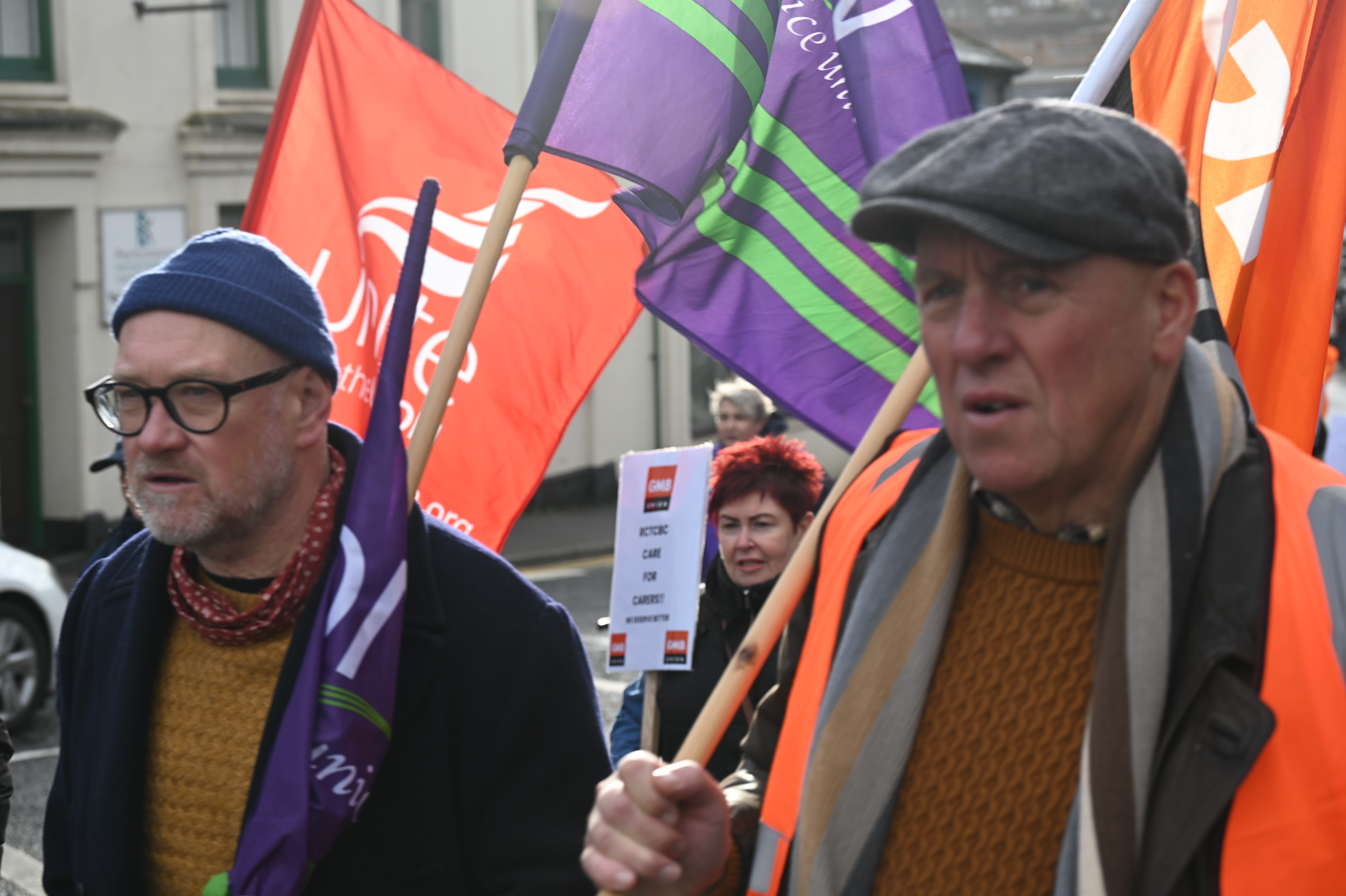 Mark Turner, UNISON, side by side with Gareth Morgan of GMB